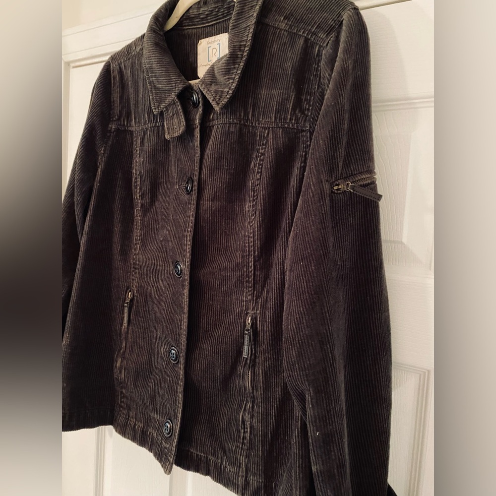 Relativity Olive Green Corduroy Fall Jacket with Pockets and Buttons Size Large - Picture 2 of 9